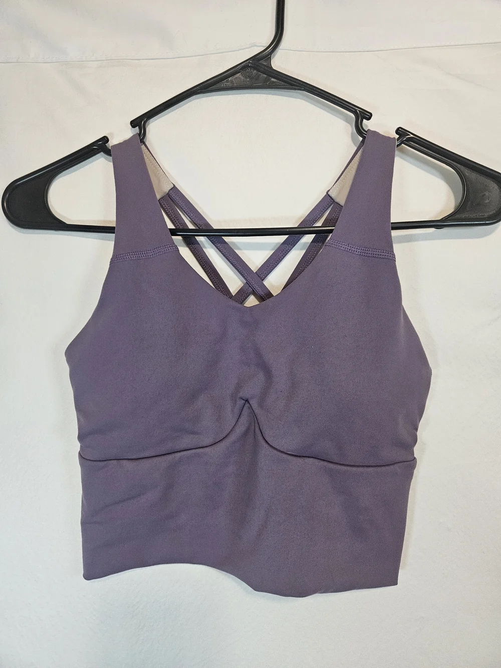 Purple Crisscross Longline Sports Bra